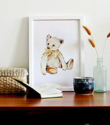 Teddy Bear with Ribbon A4 Art Print