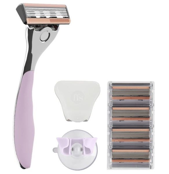 FFS Beauty Shaving Set – Premium Bubblegum Razor + 4 Blades Blossom