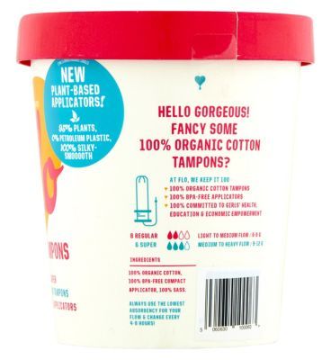 Flo Organic Eco-applicator Tampons Regular & Super 14pk