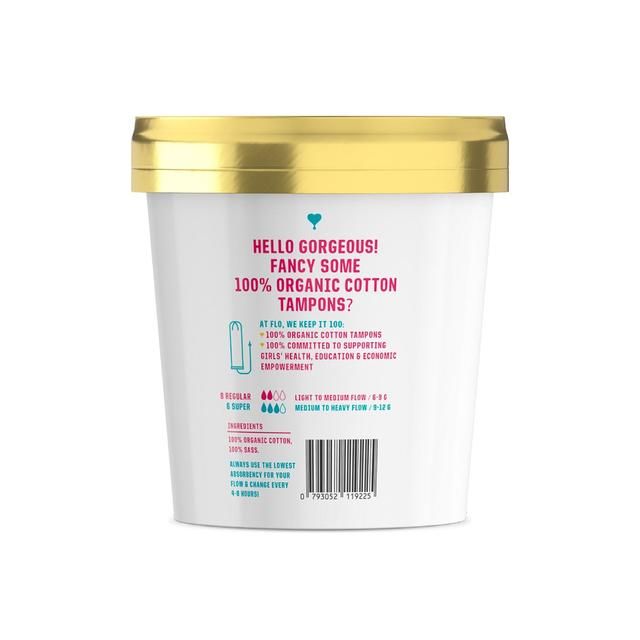 FLO Organic Non-Applicator Tampons Regular + Super Combo Pack 16 per pack