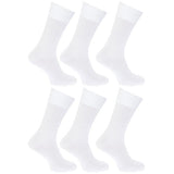 FLOSO Womens Plain Cotton Socks (Pack Of 6) (UK Shoe 4-7) White