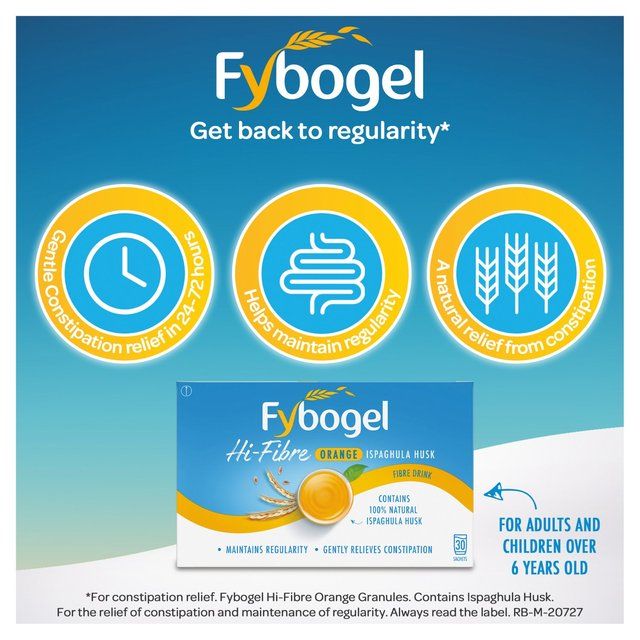 Fybogel Hi-Fibre Orange Flavour for Constipation Relief 30 per pack
