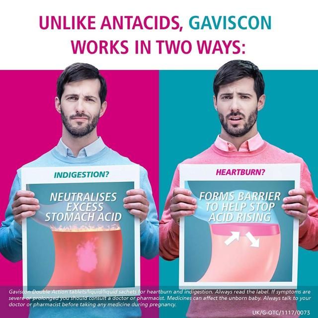 Gaviscon Double Action Heartburn & Indigestion Mint Flavour Tablets 4 x 24 per pack