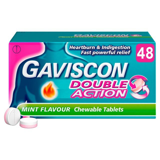 Gaviscon Double Action Tabs Heartburn Indigestion Mint 48 per pack