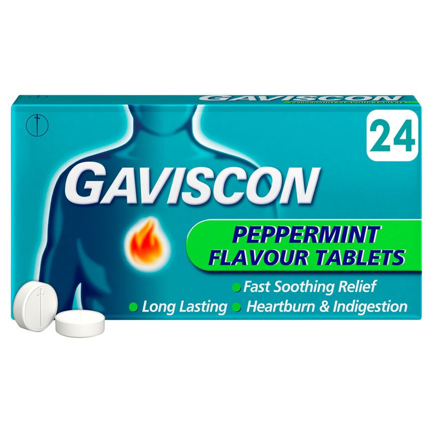 Gaviscon Heartburn & Indigestion Peppermint Tablets x24