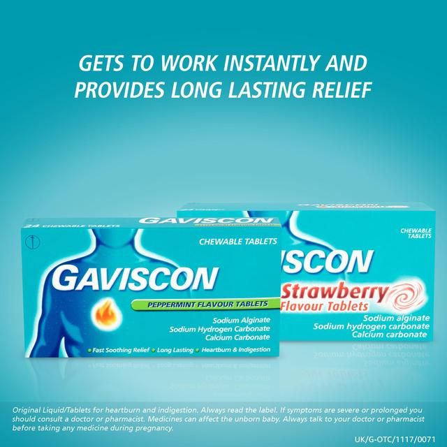 Gaviscon Heartburn & Indigestion Relief Peppermint Flavour Tablets 24 per pack
