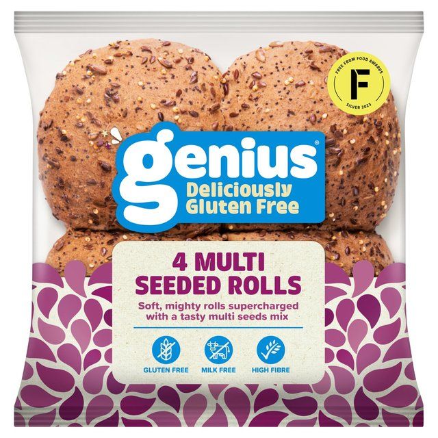 Genius Gluten Free Triple Seeded Rolls 4 per pack
