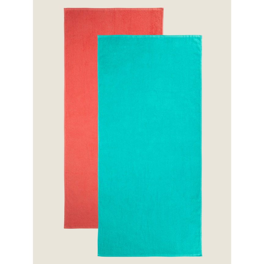 George Home Coral & Aqua Beach Towels - Set of 2