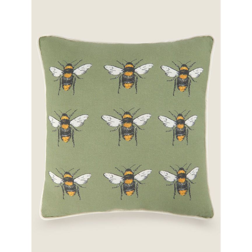 George Home Green Piped Edge Bee Cushion