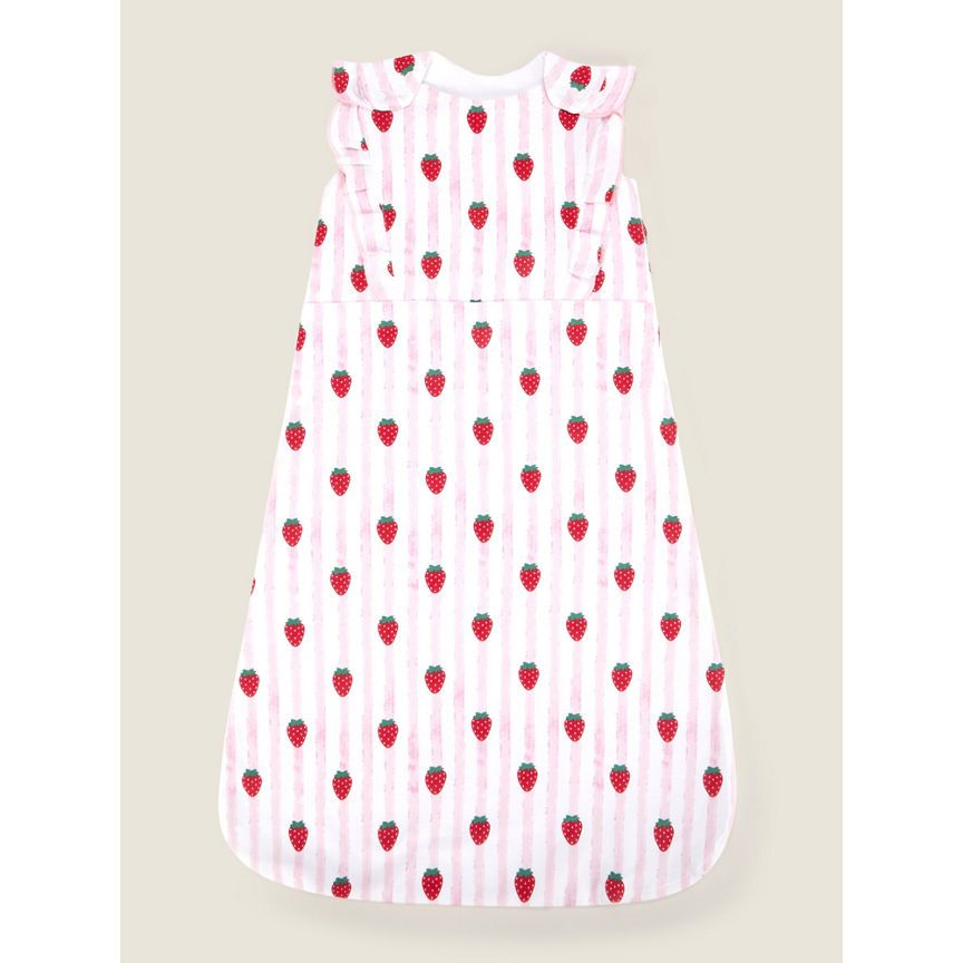 George Home Pink Frill Detail Strawberry Cotton Sleep Bag 1 Tog 6-18m