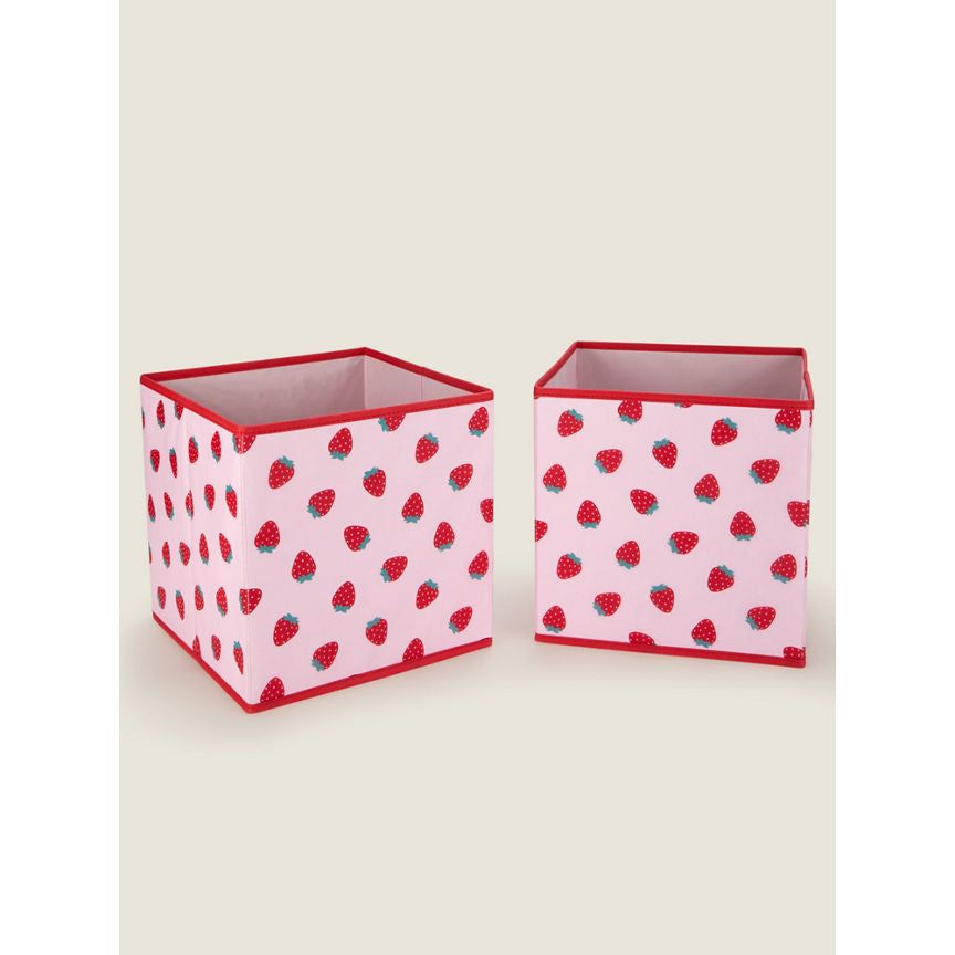 George Home Pink Strawberry Cube Storage - Set of 2