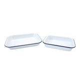 George Home White Enamel Roaster - Set of 2
