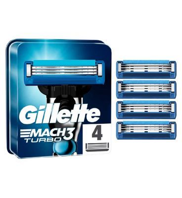Gillette Mach3 Turbo Men’s Razor Blade Refills, 4 Pack