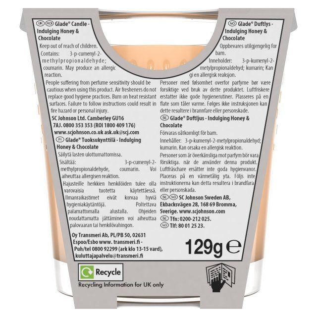 Glade Candle Honey & Chocolate Air Freshener 129g