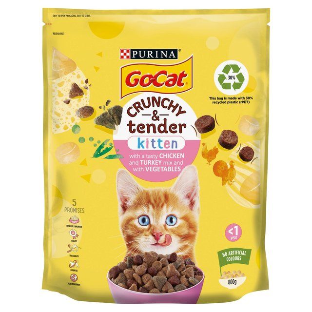 Go-Cat Crunchy & Tender Kitten Chicken Dry Cat Food 800g