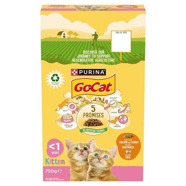 Go-Cat Kitten Chicken Turkey and Milk Dry Cat Food 750g