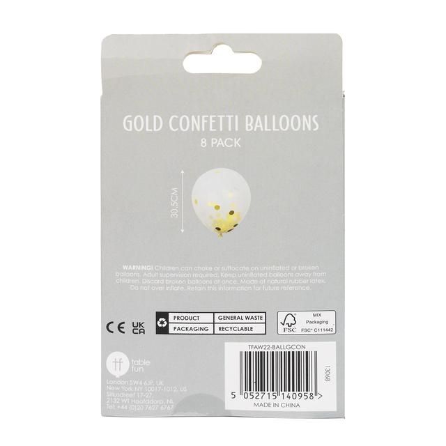 Gold Confetti Balloons 8 per pack