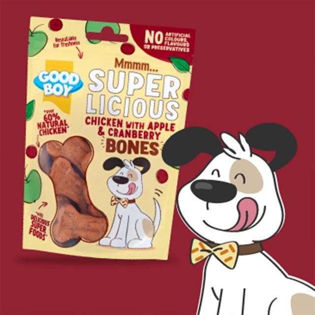 Good Boy Superlicious Chicken Apple & Cranberry Bone Dog Treats 100g