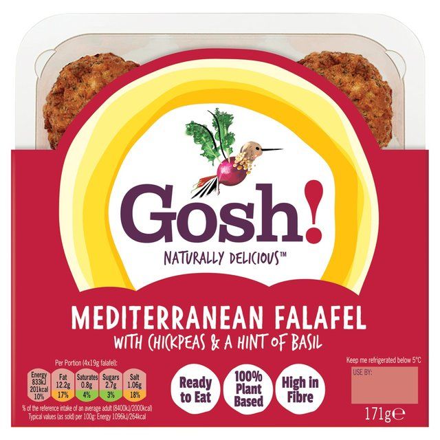 Gosh! Mediterranean Falafel made with chunky chickpeas onion spices & herbs 171g