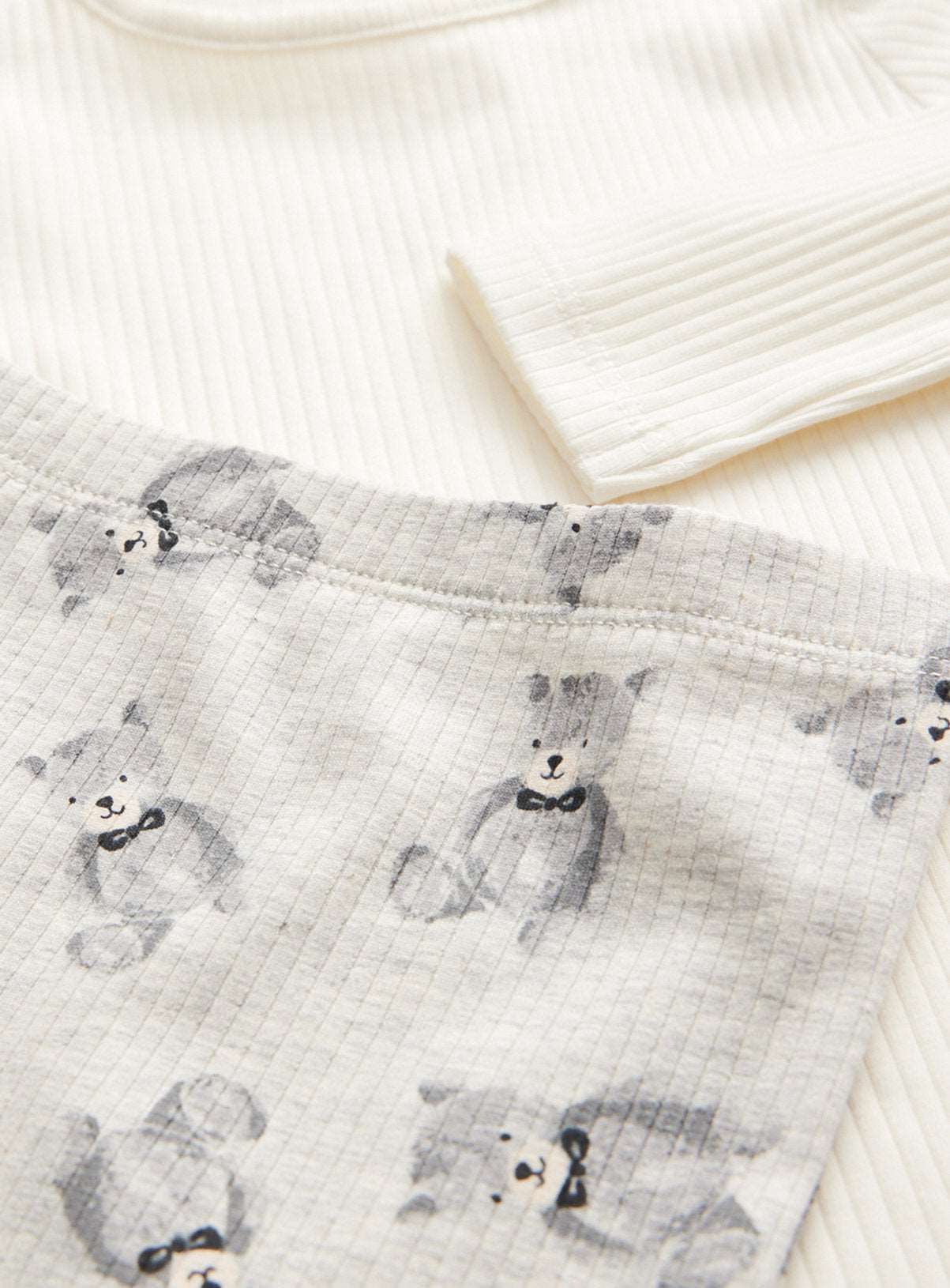 Grey Teddy Bear Print Bib, Bodysuit & Leggings Set 6-9 months