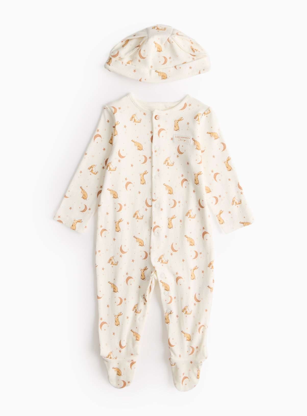 Guess How Much I Love You Cream Sleepsuit & Hat Set Up to 3 mths