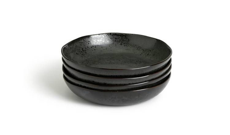 Habitat Preto 4 Piece Stoneware Pasta Bowls - Black
