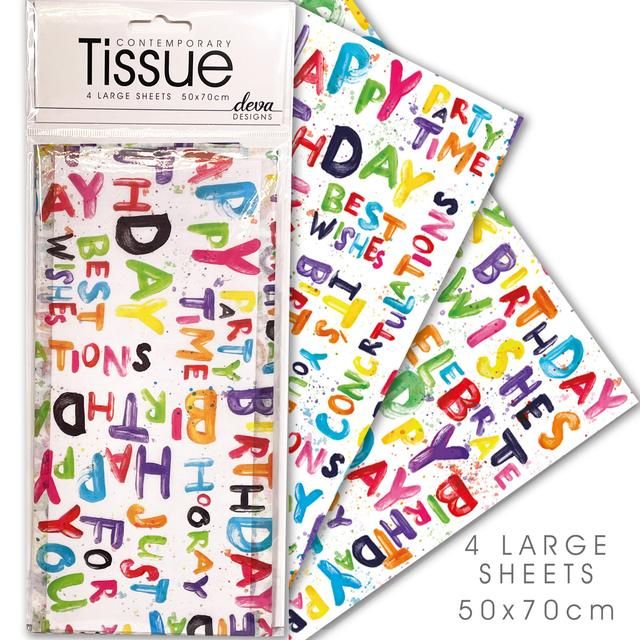 Happy Birthday Tissue Paper 4 per pack