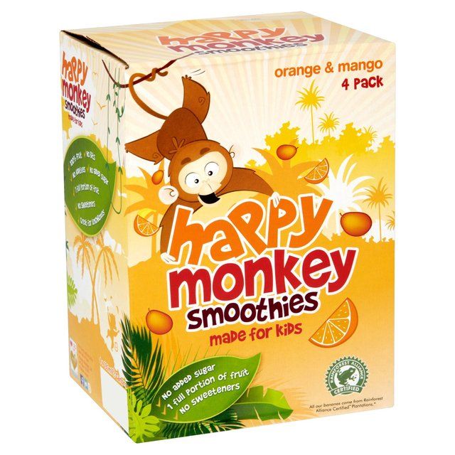 Happy Monkey Orange & Mango Kids Smoothie 4 x 180ml