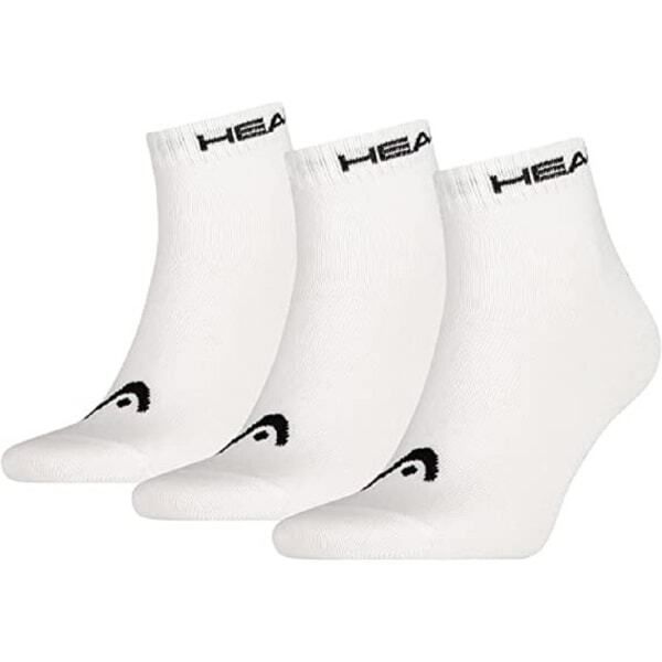 Head Mens Quarter Socks (Pack of 3) (2.5-5) White/Black / 1EA