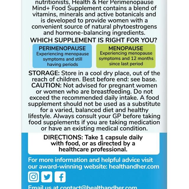 Health & Her Perimenopause Mind+ Multi-nutrient Supplement Capsules 30 per pack