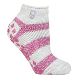 Heat Holders Ladies Low Cut Thermal Slipper Socks 4-8 UK Light Grey/ Berry (Valencia) / 1EA