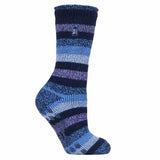 Heat Holders Ladies Thermal Socks with Grips 4-8 UK Navy Stripe (Juniper) / 1EA