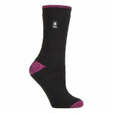 Heat Holders Ladies Thick Warm Thermal Socks 4-8 UK Black / Berry H&T (Prague)