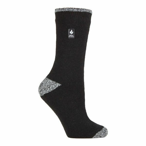 Heat Holders Ladies Thick Warm Thermal Socks 4-8 UK Black / White H&T (Prague)