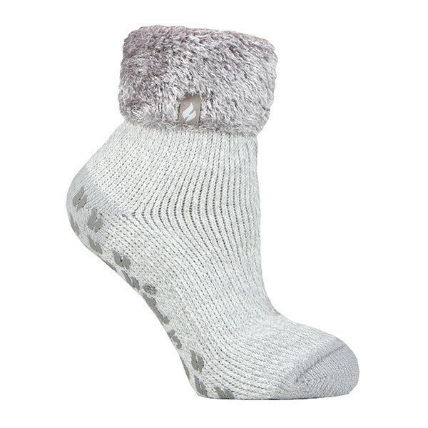 Heat Holders Womens Non Slip Thermal Bed Socks 4-8 UK Silver Grey (Queenstown)