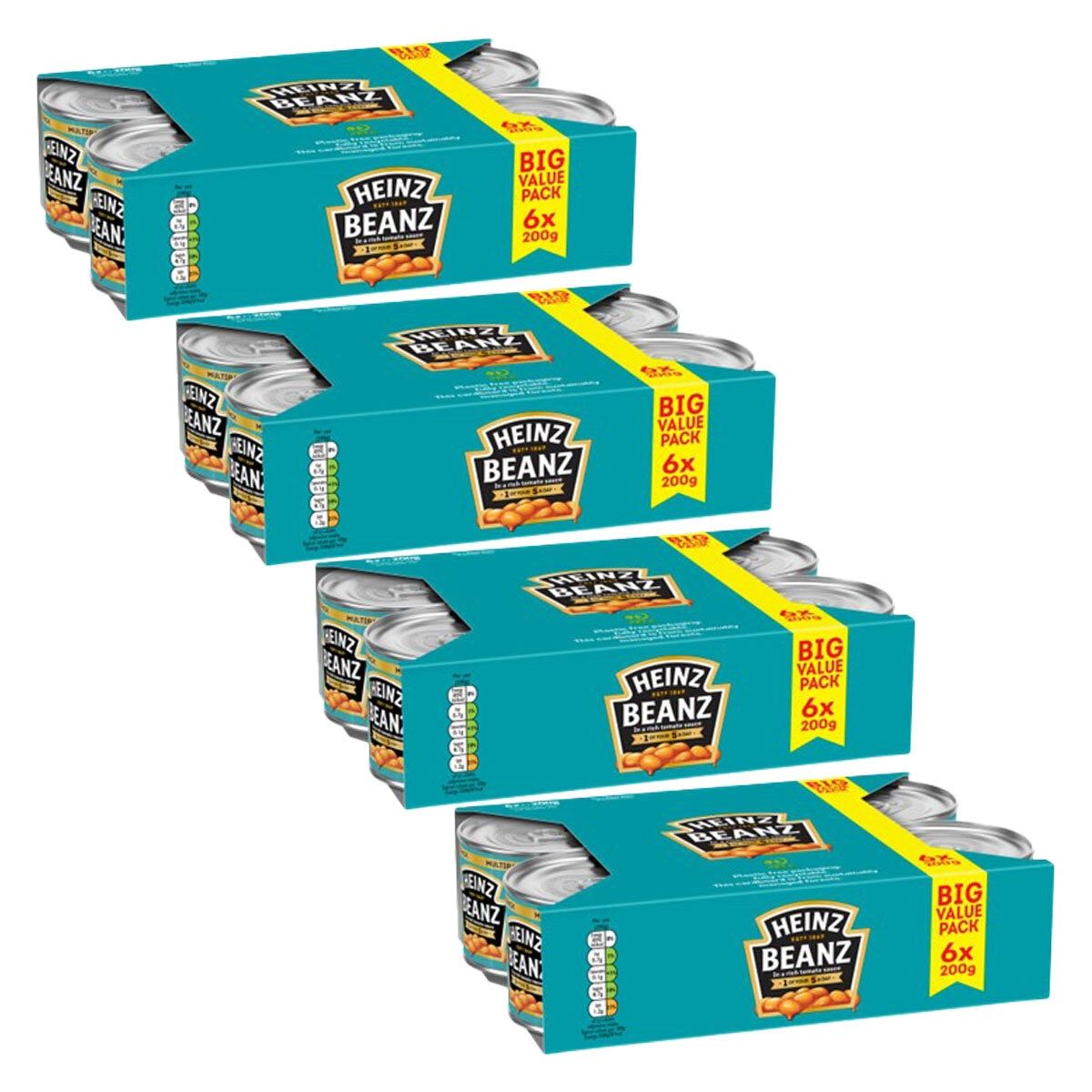 Heinz Baked Beans, 4 x 6 x 200g