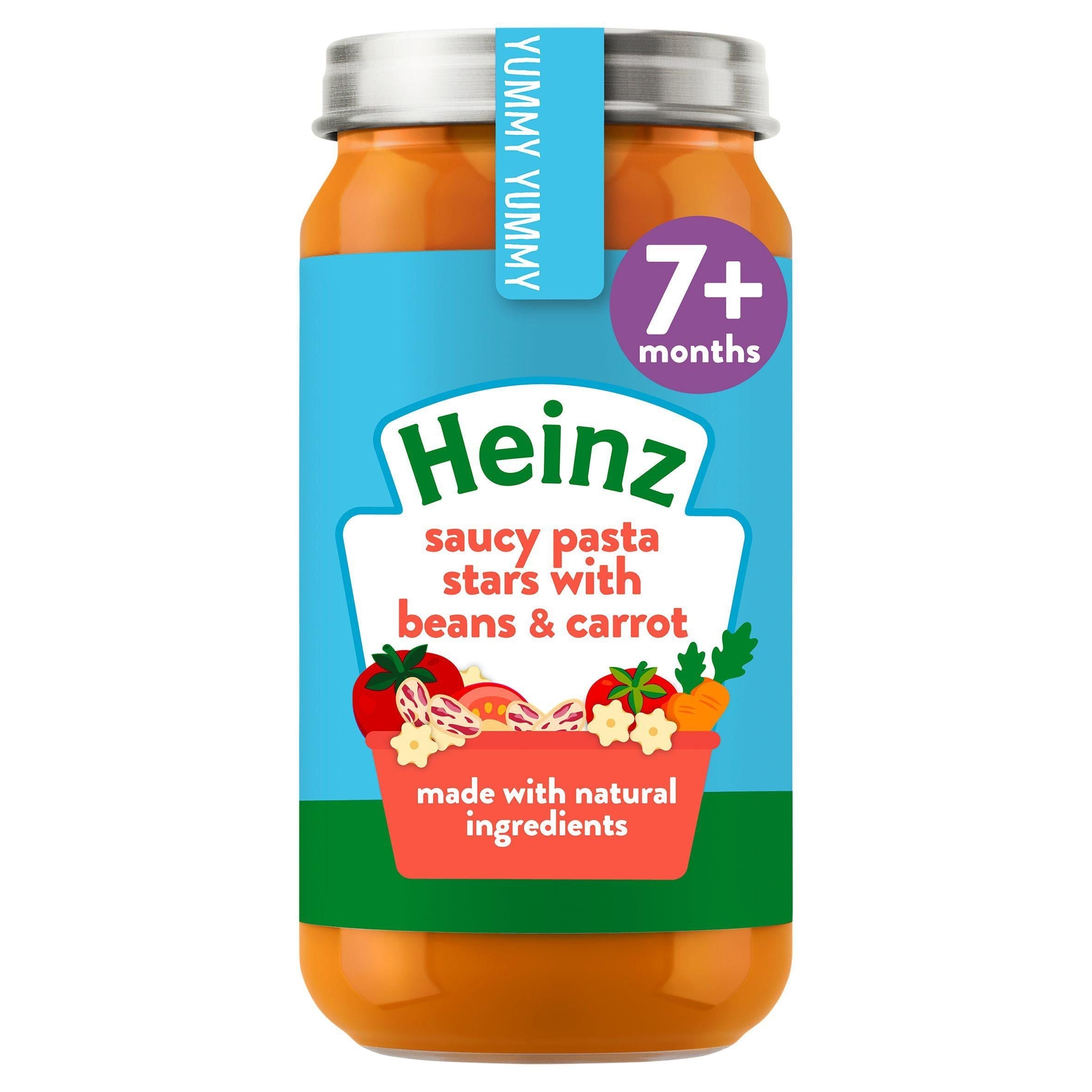 Heinz by Nature Saucy Pasta Stars with Beans & Carrot Baby Food 7+ Months 200g