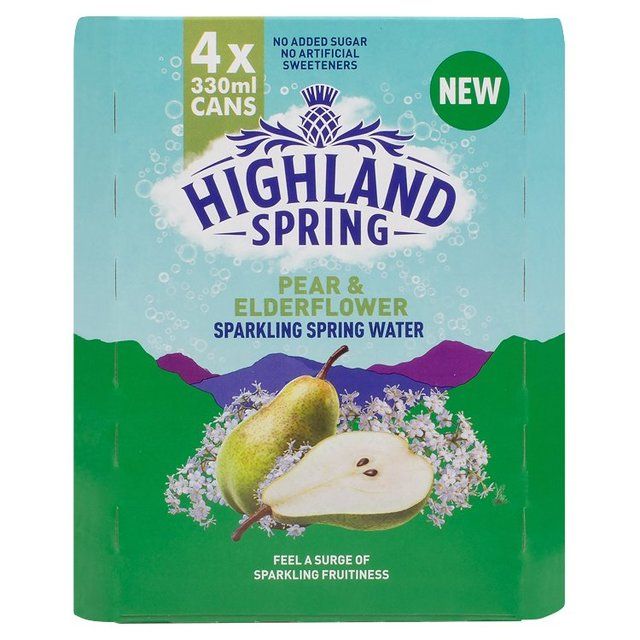 Highland Spring Sparkling Water Pear & Elderflower 4 x 330ml