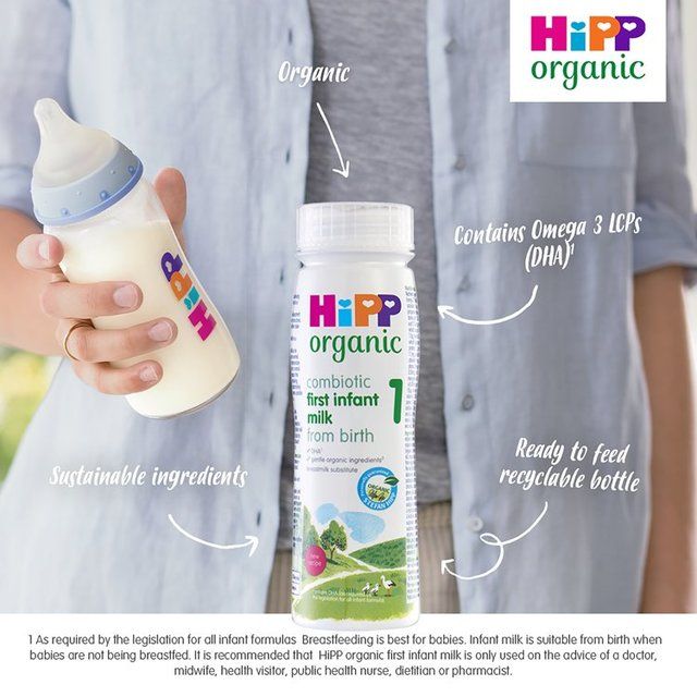 HiPP Organic 1 First Infant Baby Milk Liquid Formula From Birth 200ml