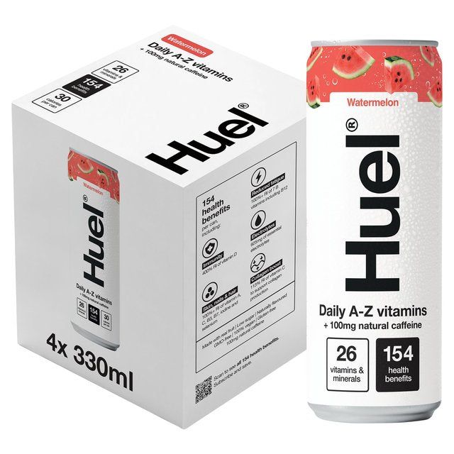 Huel Daily Vitamin Watermelon Sparkling Multivitamin Energy Drink 4 x 330ml