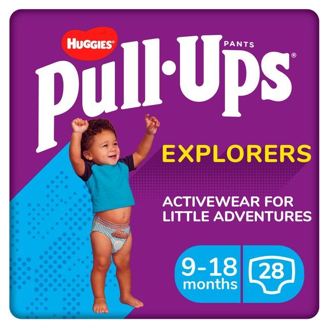 Huggies Pull-Ups Explorers Boys Nappy Pants Size 3-4 (9-18 mths) 28 per pack