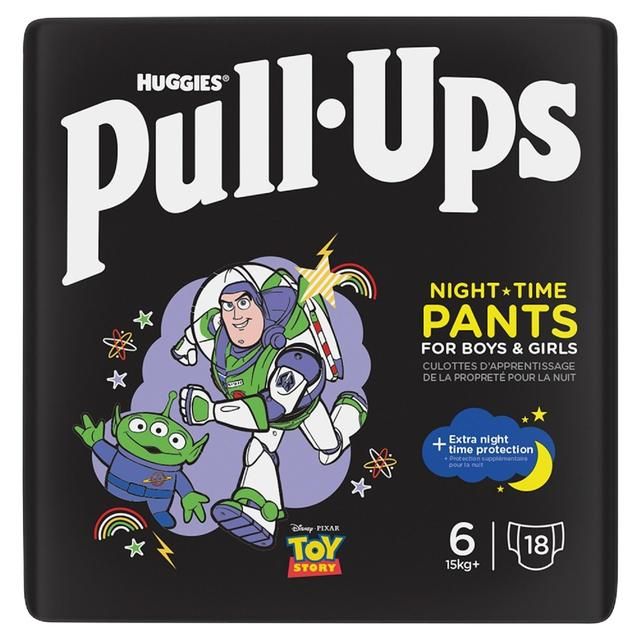 Huggies Pull-Ups Night Time Unisex Training Nappy Pants - Size 6 18 Pants 18 per pack