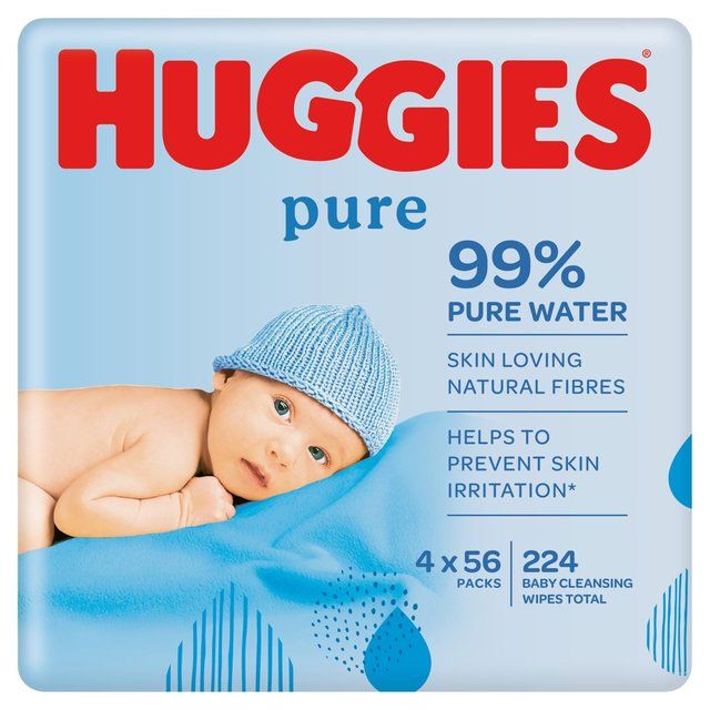 Huggies Pure 99% Water Baby Wipes Multipack 4 x 56 per pack
