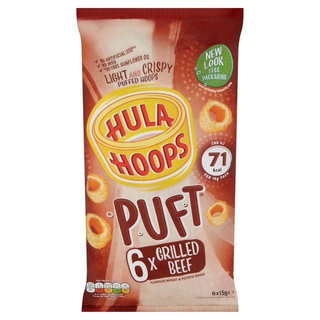 Hula Hoops Puft Beef Multipack Crisps 6 per pack