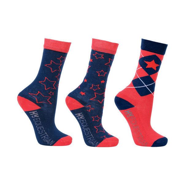 Hy Kids Stella Socks Set (Pack of 3) (8 -12) Navy/Red / 0.50EA