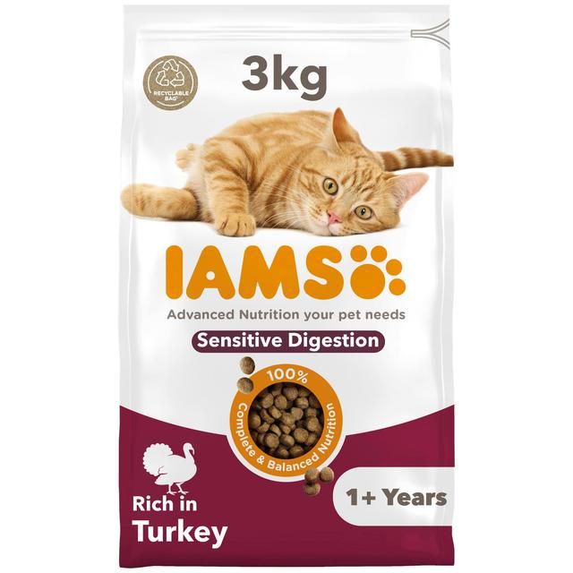 IAMS 1+ Years Sensitive Digestion Dry Cat Food Turkey 3kg