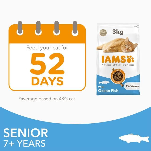 IAMS 7+ Years Senior Dry Cat Food Ocean Fish 3kg
