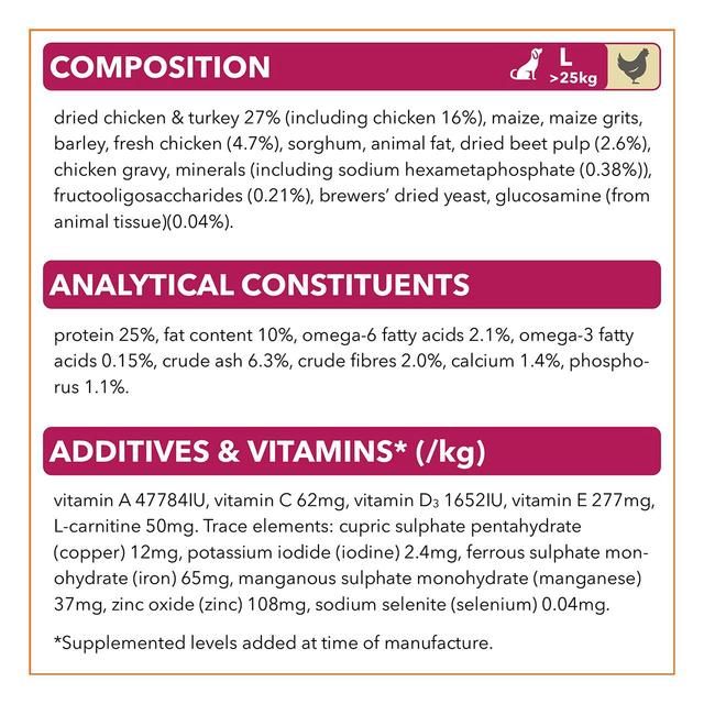 IAMS for Vitality Senior Dog Food Large Breed with Fresh Chicken 12kg