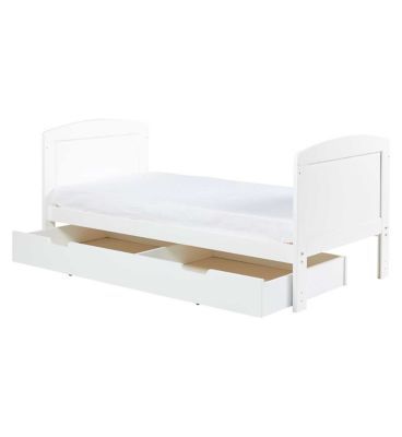 Ickle Bubba Coleby Classic Cot Bed, Under Drawer and Sprung Mattress - Scandi White
