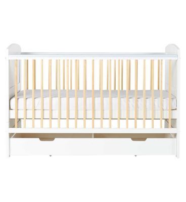 Ickle Bubba Coleby Classic Cot Bed, Under Drawer and Sprung Mattress - Scandi White